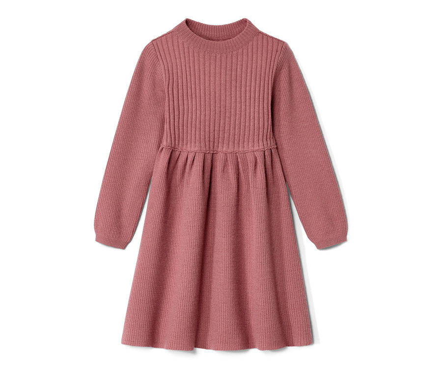 Rosa Kinder-Merinostrickkleid.