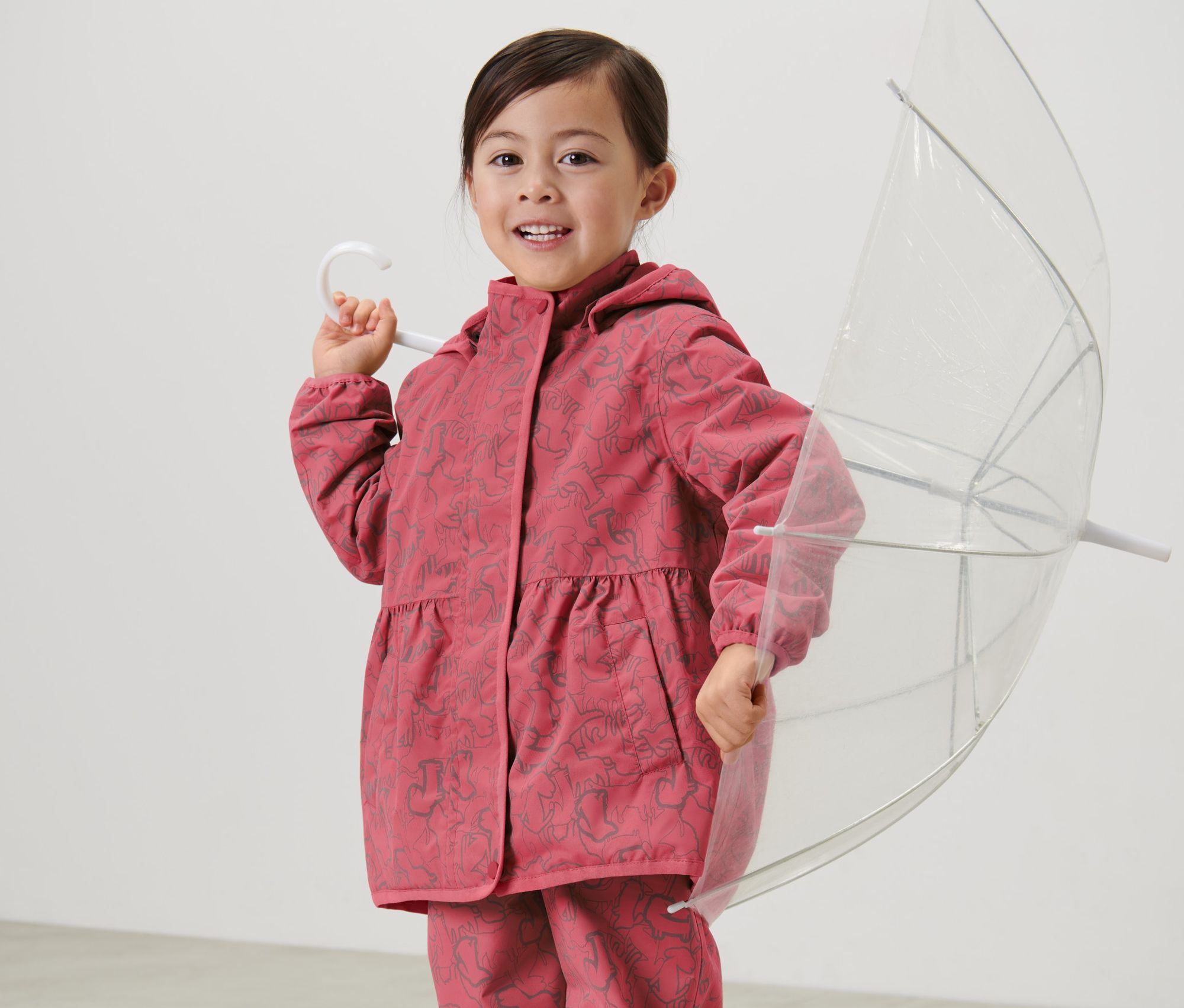 Thumbnail - Tchibo - Kinder-Thermo-Regenjacke mit reflektierenden Elementen - Mädchen - Gr. 110/116 - silber/print