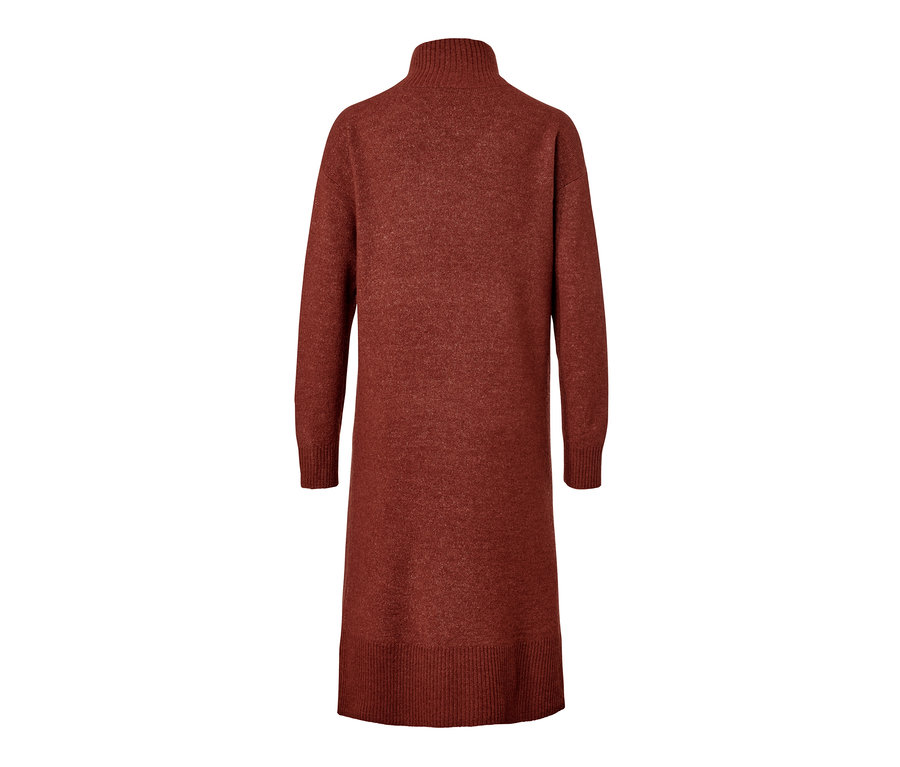 Braunes Strickkleid mit Wollanteil.
