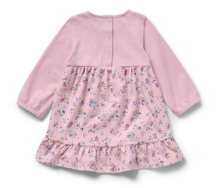 Baby-Jerseykleid mit langen Ärmeln und Blumenmuster.