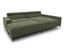 Grünes DOMO Eck-Schlafsofa mit Hocker, rechtsbündig.