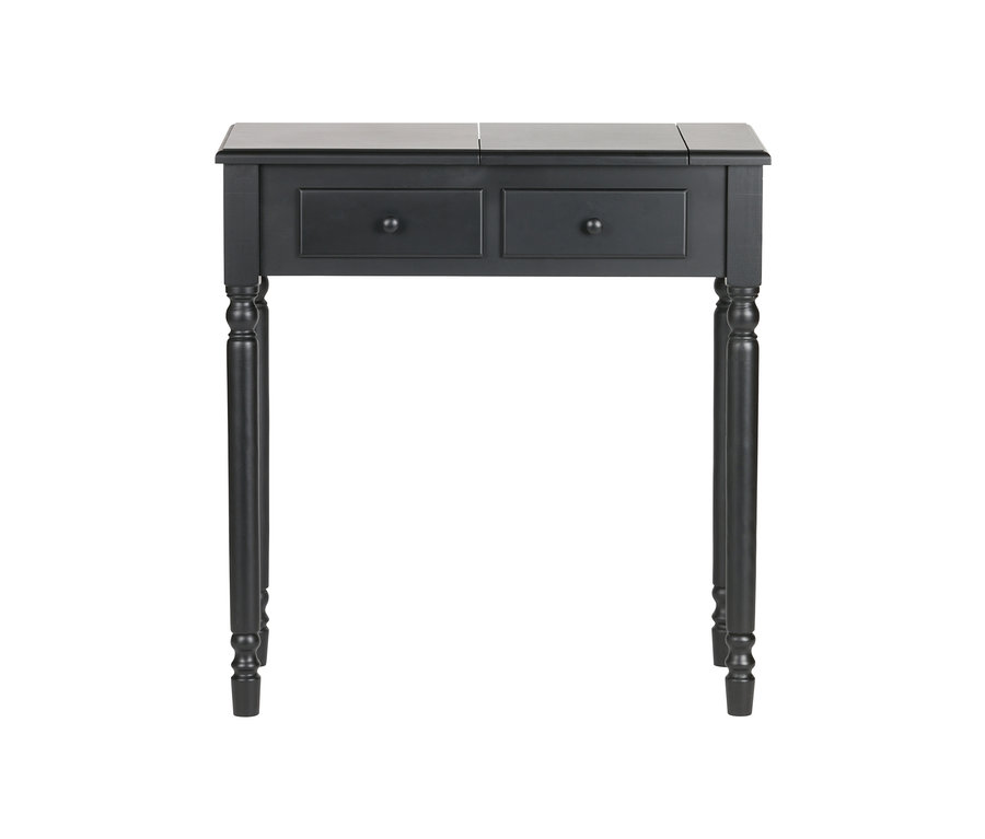 Schwarzer Woood Frisiertisch »Romy« aus Kiefernholz mit zwei Schubladen.