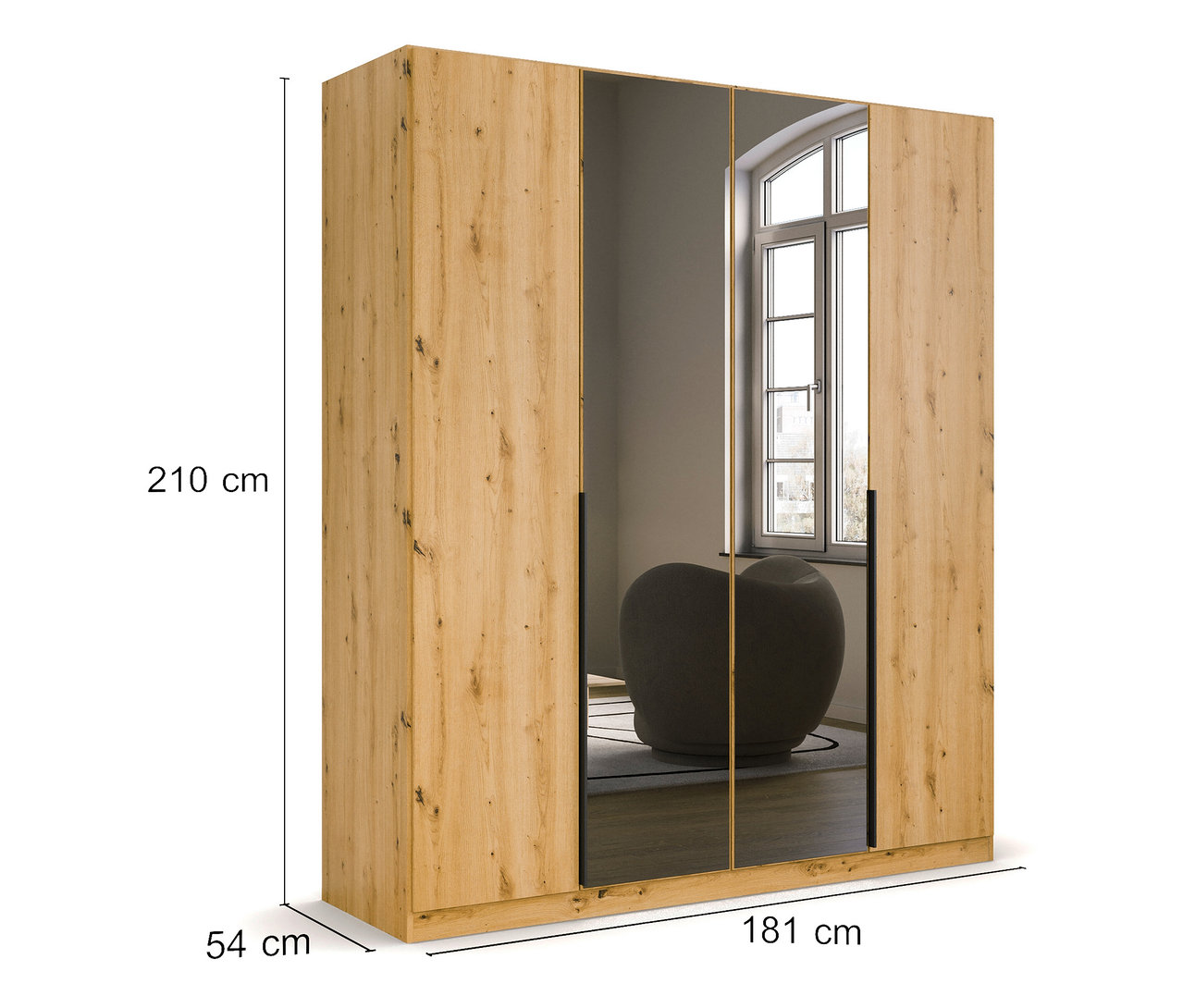 Ein 4-türiger Rauch Kleiderschrank »Skyla« in Eiche.