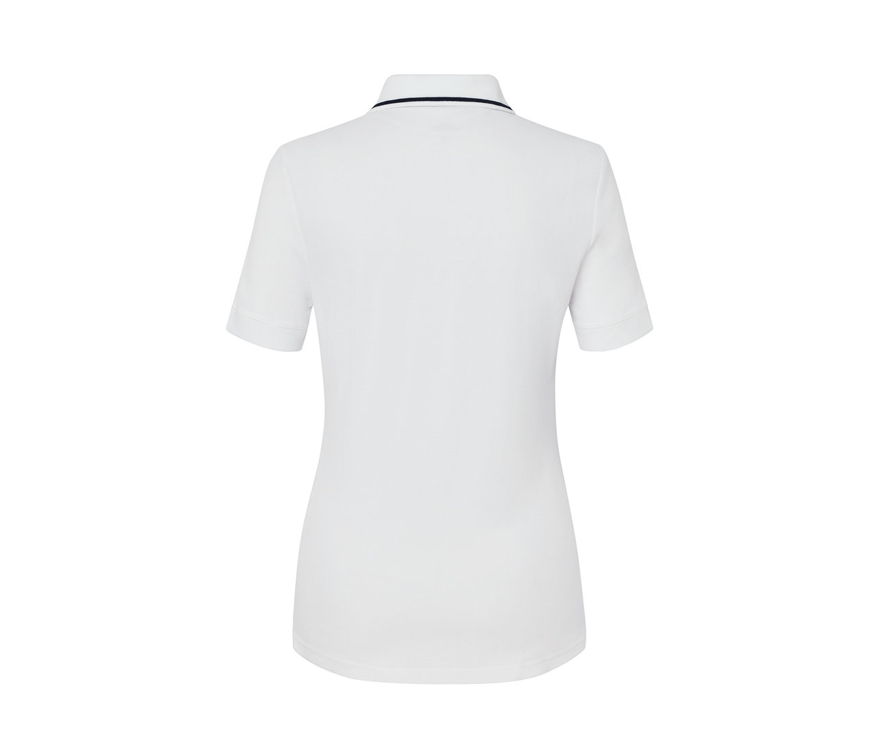 Weißes Funktionspoloshirt.
