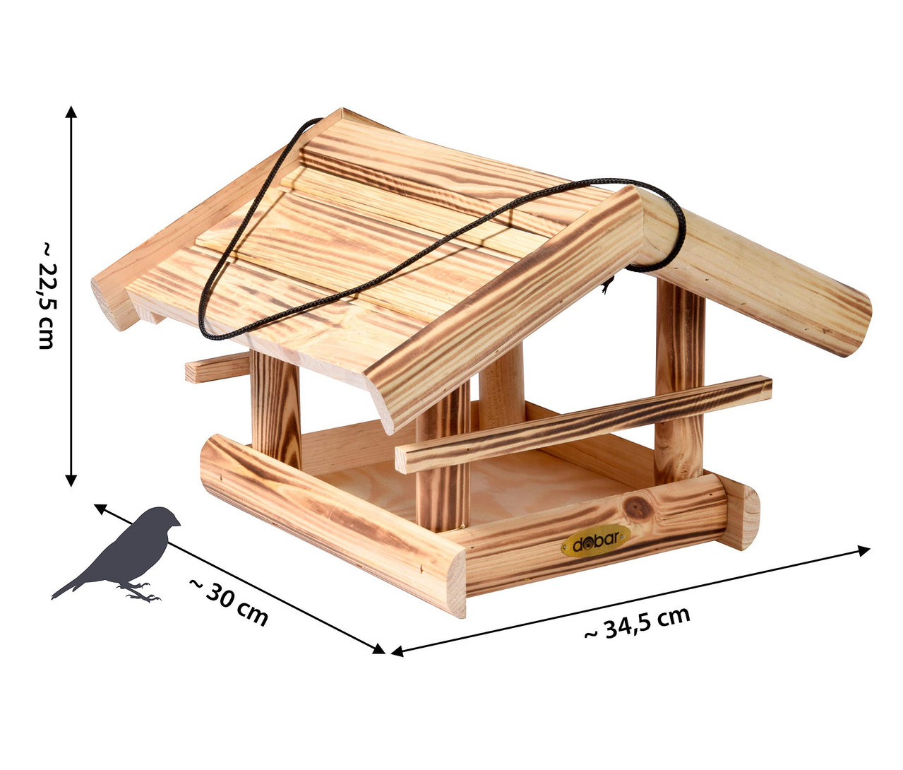 Ein Vogelfutterhaus »Quemado« aus Holz.