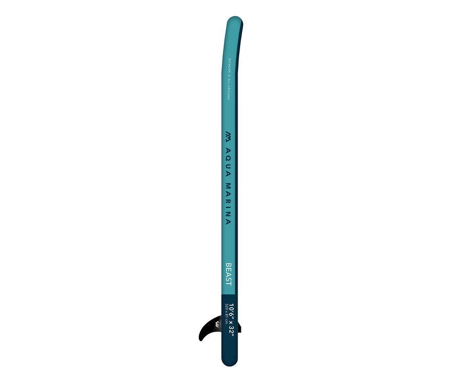 Türkisblaues Aqua Marina SUP Board »Beast« 10'6" mit schwarzer Finne.