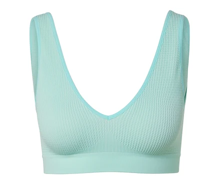 Ein hellblauer Seamless-BH mit Struktur.