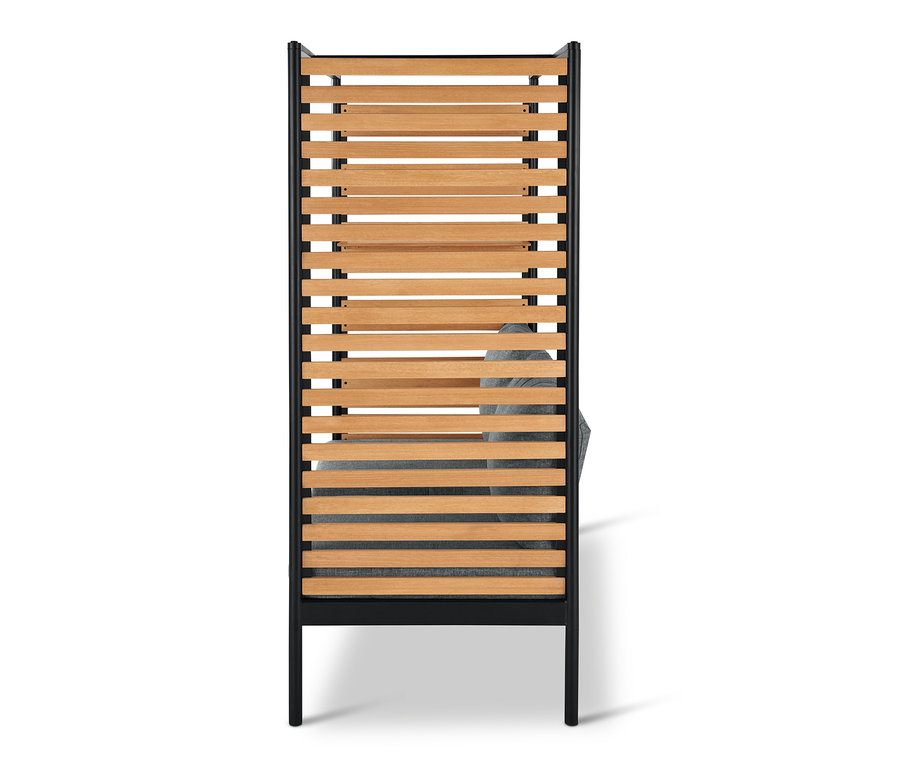 Detailansicht der anthrazitfarbenen ScanCom Outdoor-Lounge mit Hocker.