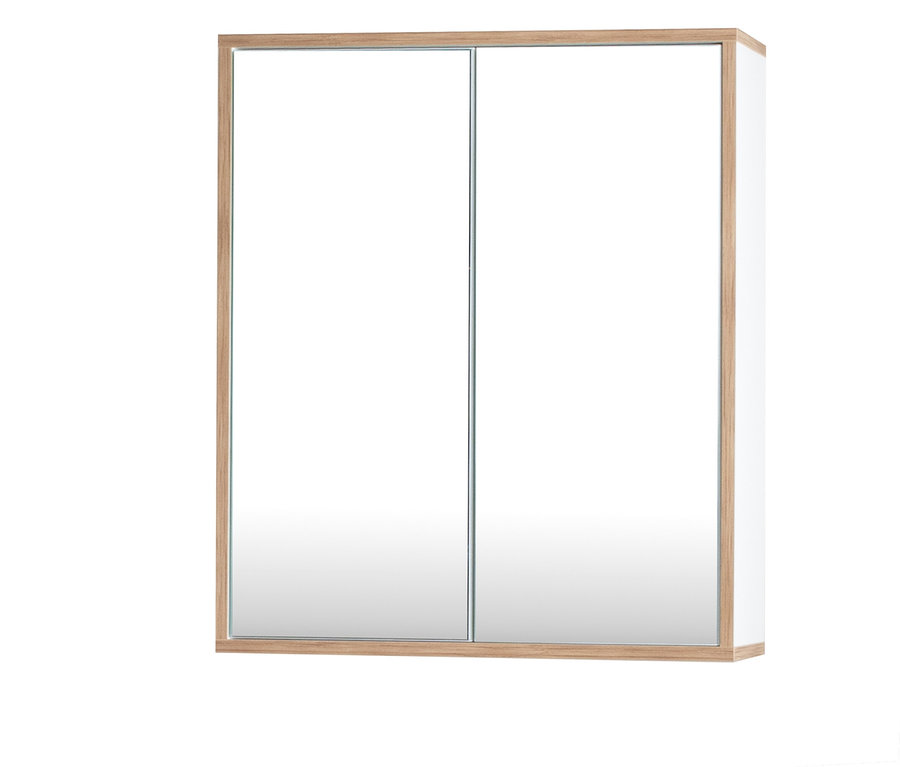 Weißer Roba Spiegelschrank »Morena« mit zwei Türen und Spiegel und Rahmen in Artisan-Eiche.