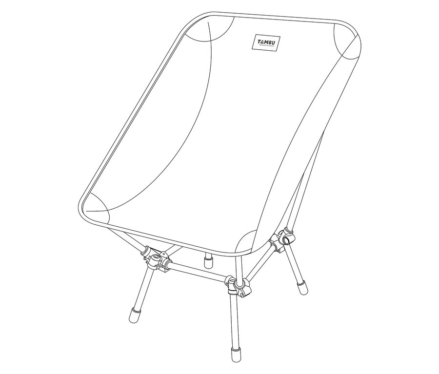 Umrisszeichnung von Tambu Campingstuhl »BATASA COMFORT« mit rechteckiger Sitzfläche und vierbeiniger Basis.