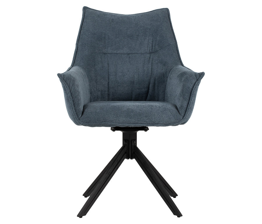 Der blaue, drehbare DeVries Diningsessel »Ginosa« steht vor einem weißen Hintergrund.