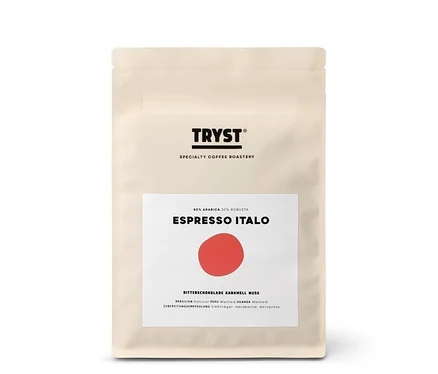 Eine Packung TRYST - Espresso Italo - 250 g Ganze Bohne.