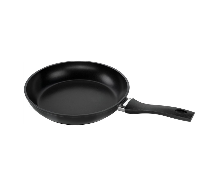 Eine schwarze Henckels by ZWILLING »Breeze« Bratpfanne mit Antihaftbeschichtung und schwarzem Griff.