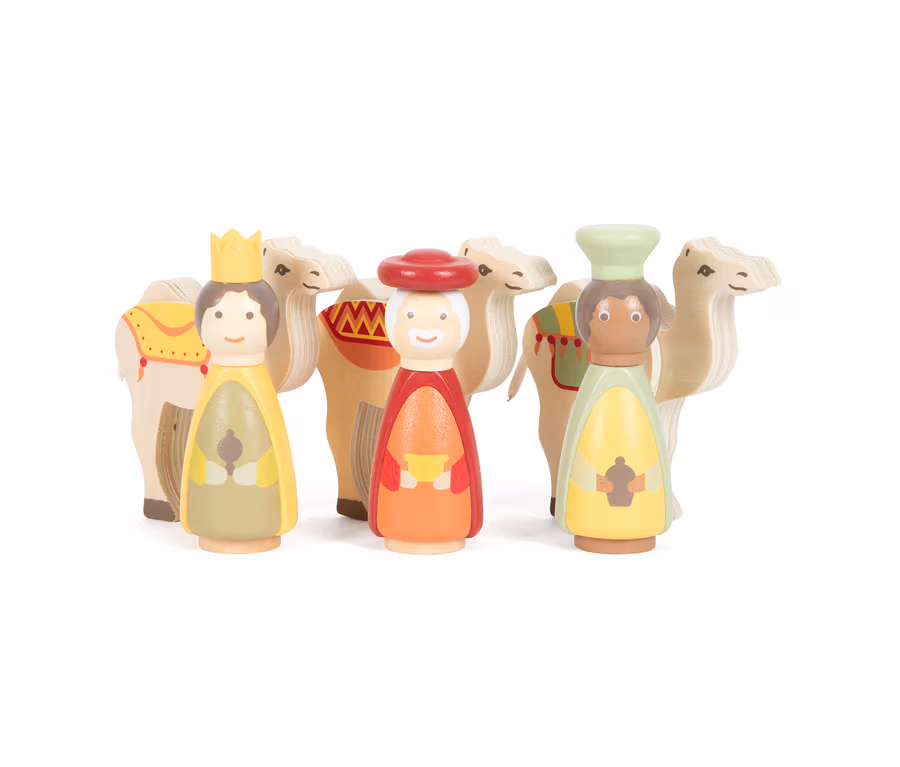 small foot Spiel-Set »Weihnachtskrippe« aus Holz: drei Könige und drei Kamele.