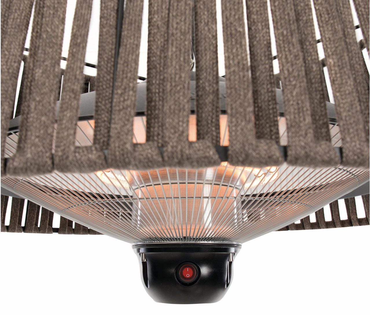 Nahaufnahme eines Sunred-Hänge-Heizstrahlers »Halogen Artix Corda«.