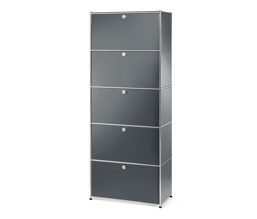Hoher, grauer Schrank mit fünf Klappenergänzungs-Sets Metall »CN3«, grau.