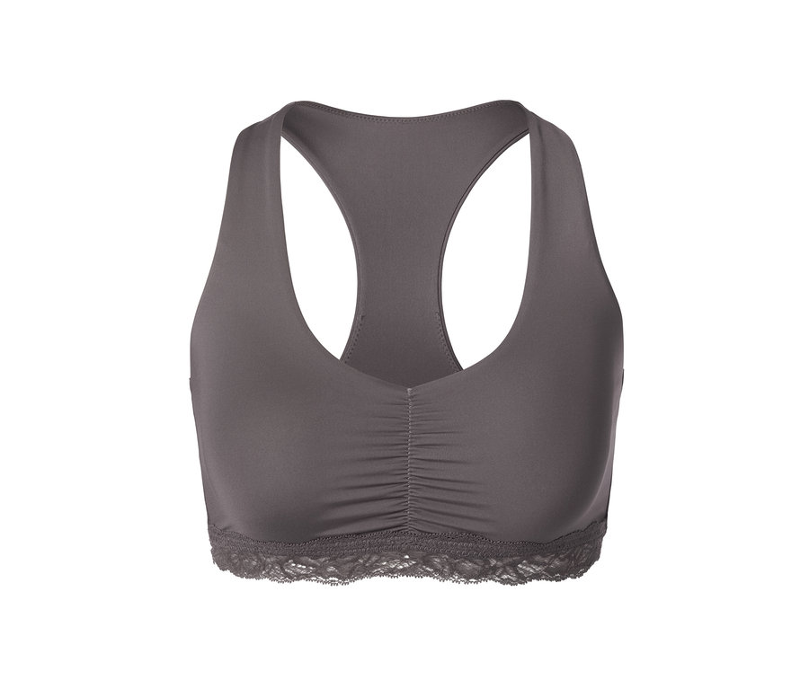 Graues Bustier mit Spitze.