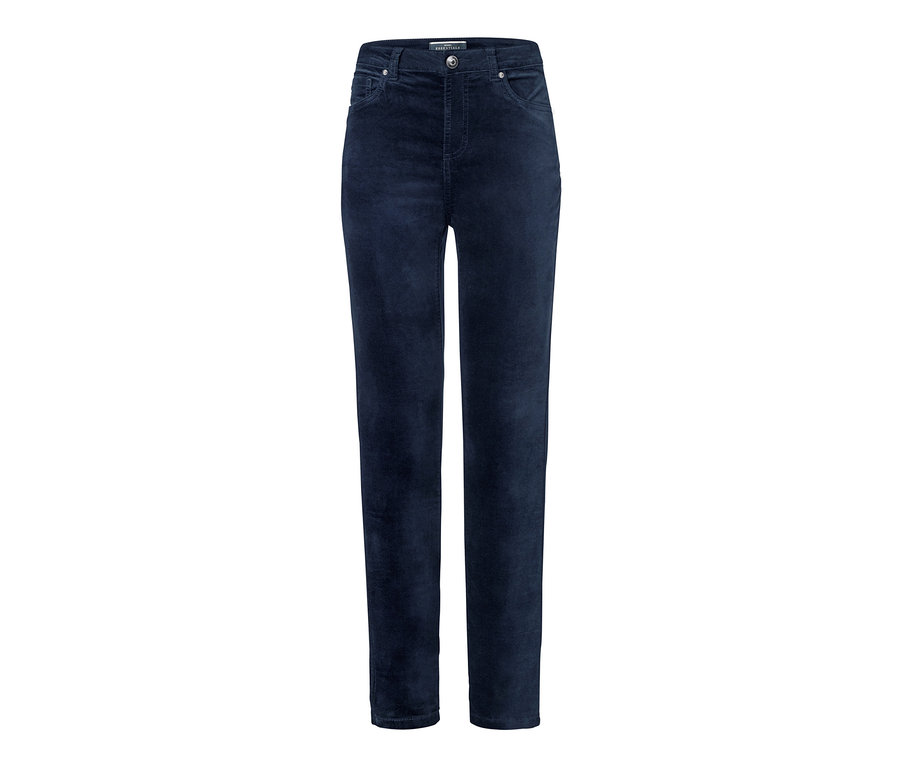 Eine marineblaue Samthose.