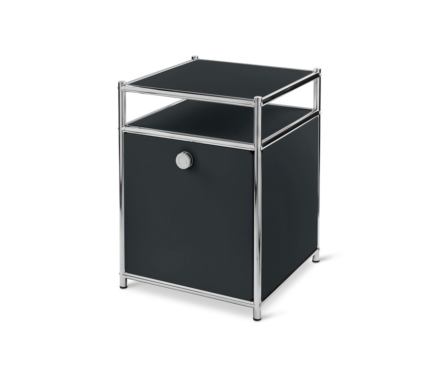 Schwarzer Rollcontainer Metall »CN3« mit Klappe.