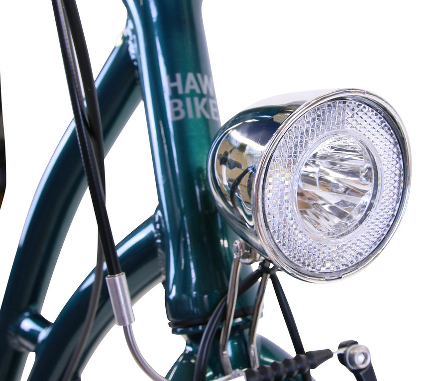 Detailaufnahme eines HAWK Bikes Cityrads »City Classic Joy British Green«.
