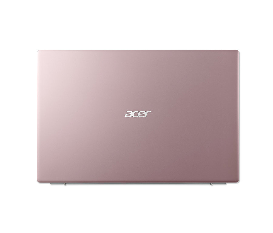 Nahaufnahme eines geschlossenen, pinkfarbenen Acer Swift 1 Notebooks.