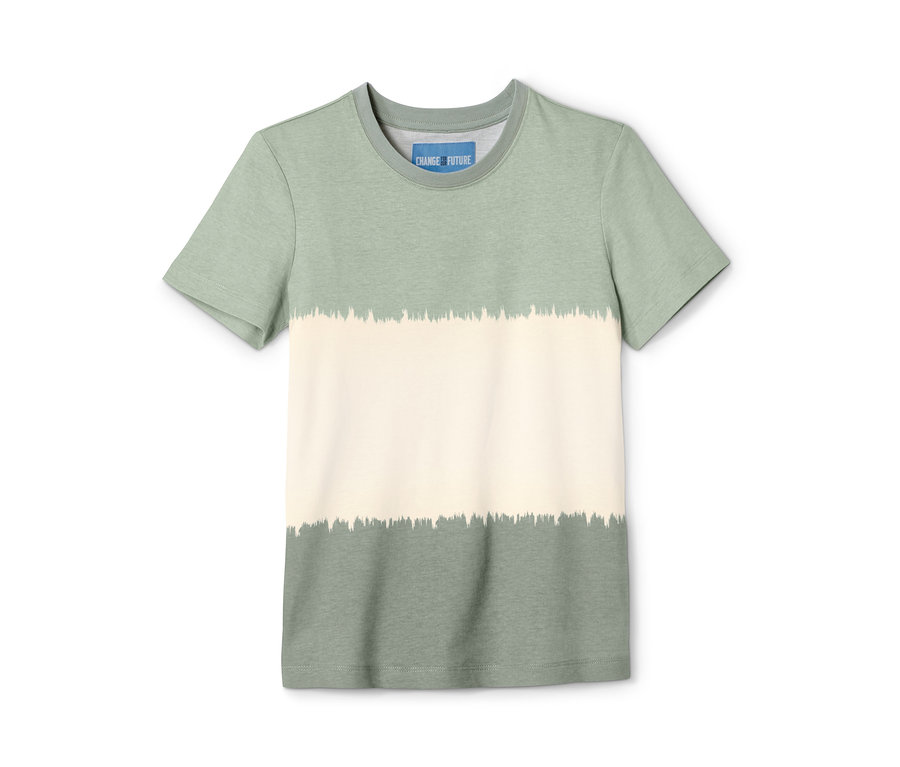 Ein grün-weißes T-Shirt.