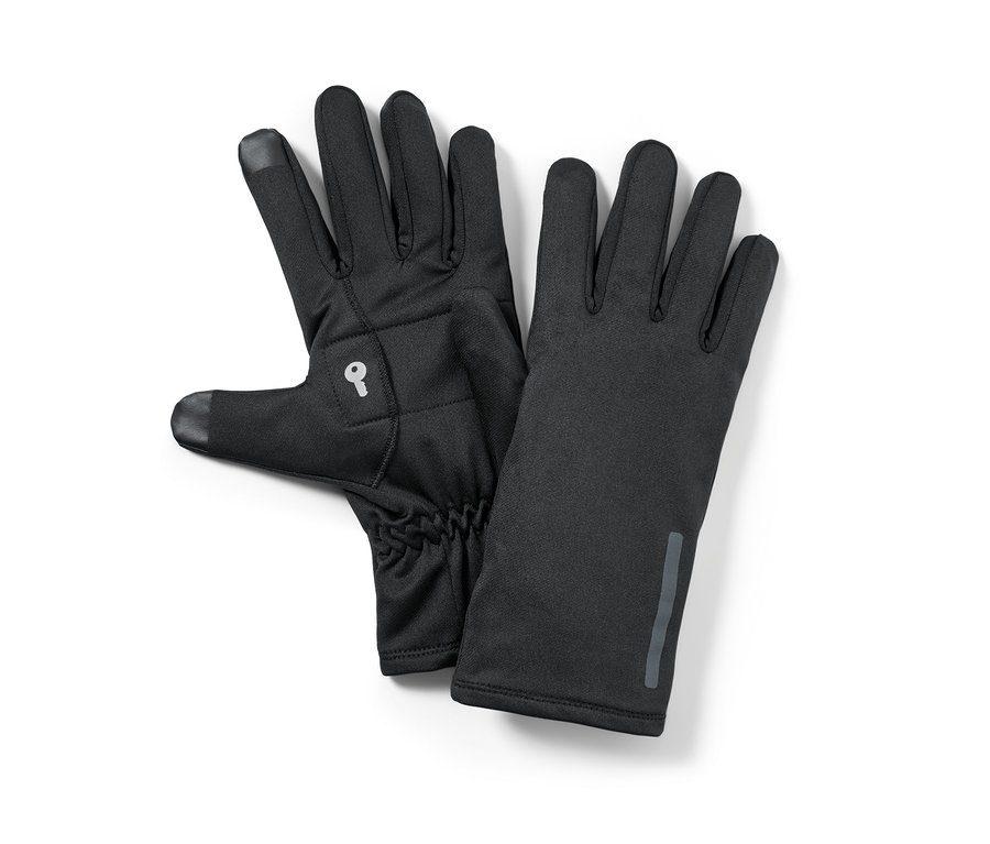 Zwei schwarze Laufhandschuhe.