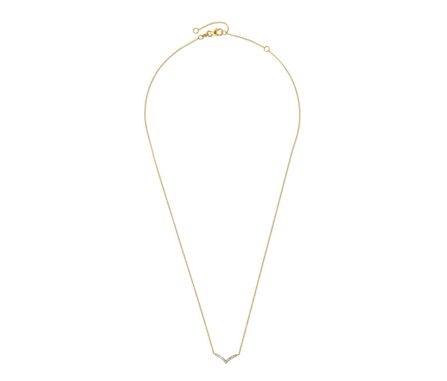 Gold-Kette V-Anhänger Zirkonia.