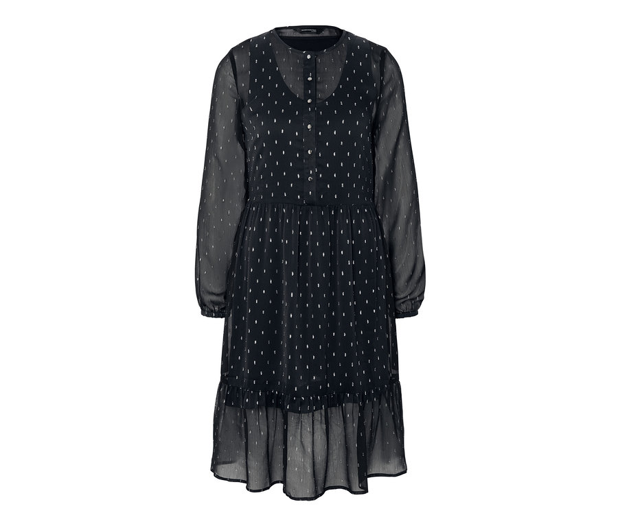 Schwarzes Kleid mit Effektgarn.