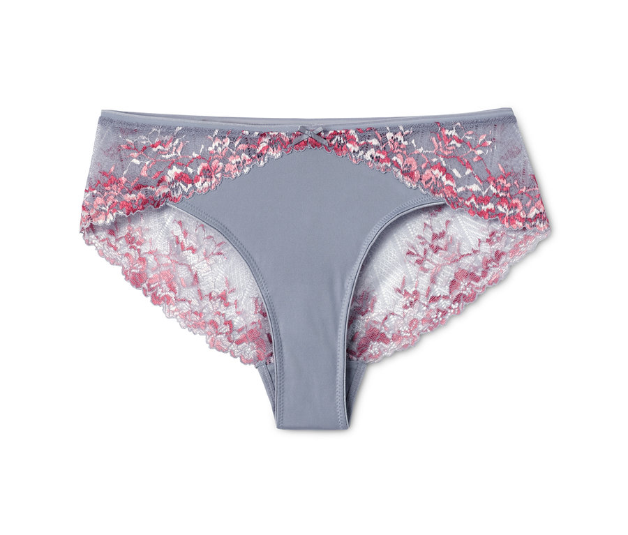 Graue 2 Brazilslips mit Spitze.
