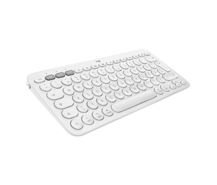 Weiße Logitech Multi-Device-Tastatur K380.