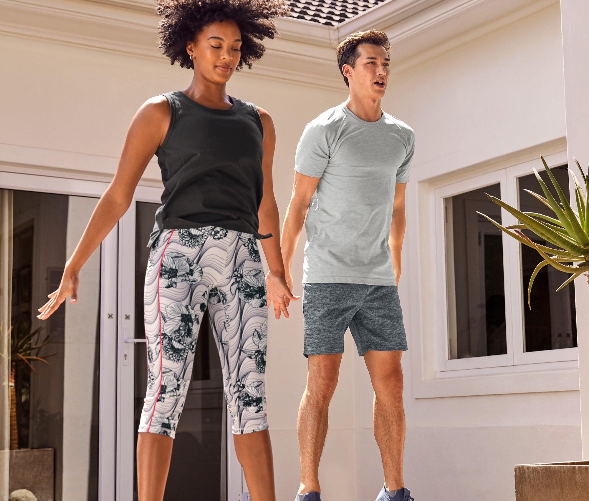 Thumbnail - Tchibo - 3/4-Sporttight - Damen - Gr. S - schwarz/print