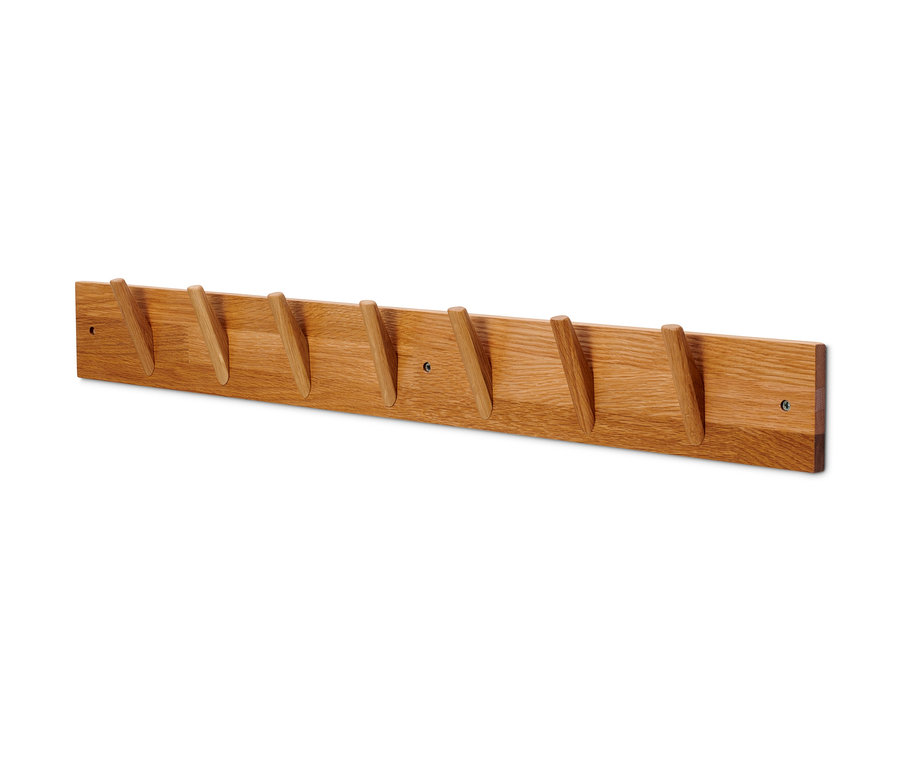 Holz Wandgarderobe mit acht Haken.