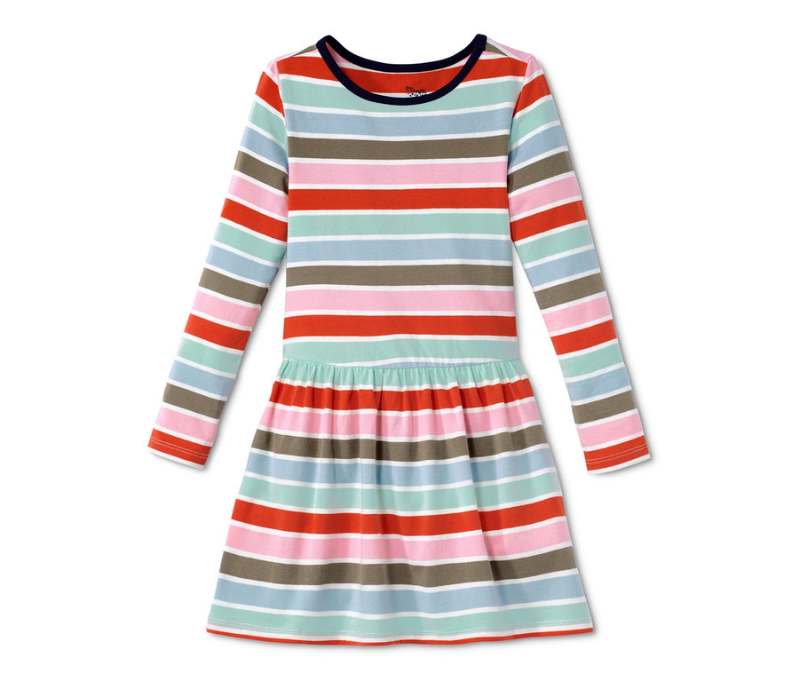 Gestreiftes Jerseykleid mit langen Ärmeln.