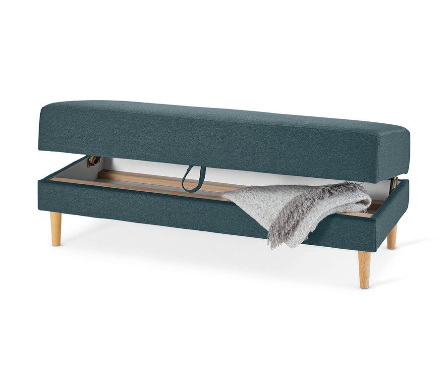 Blau-graues Federkern-Eckschlafsofa »Just Relax« mit Stauraumbank.