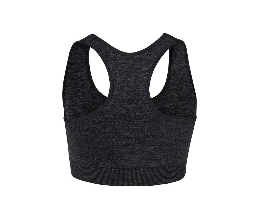 Detailansicht des Seamless-Sport-Bustiers, schwarz.