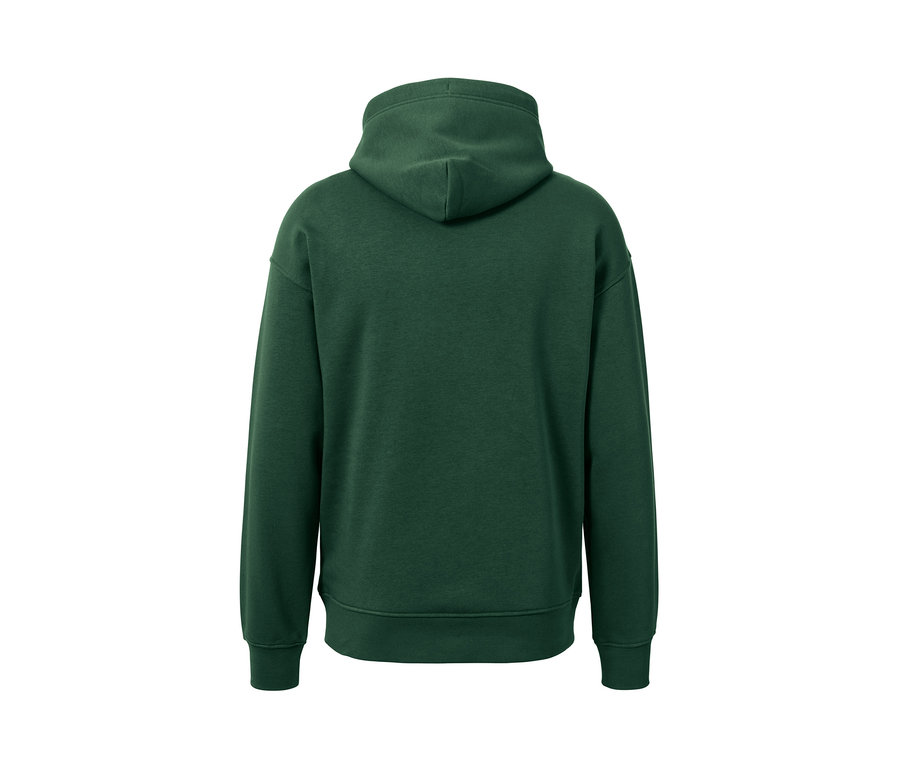 Dunkelgrüner Hoodie von hinten.