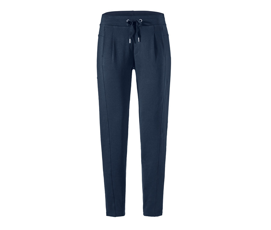 Blaue Joggpants mit Kordelzug in der Taille.
