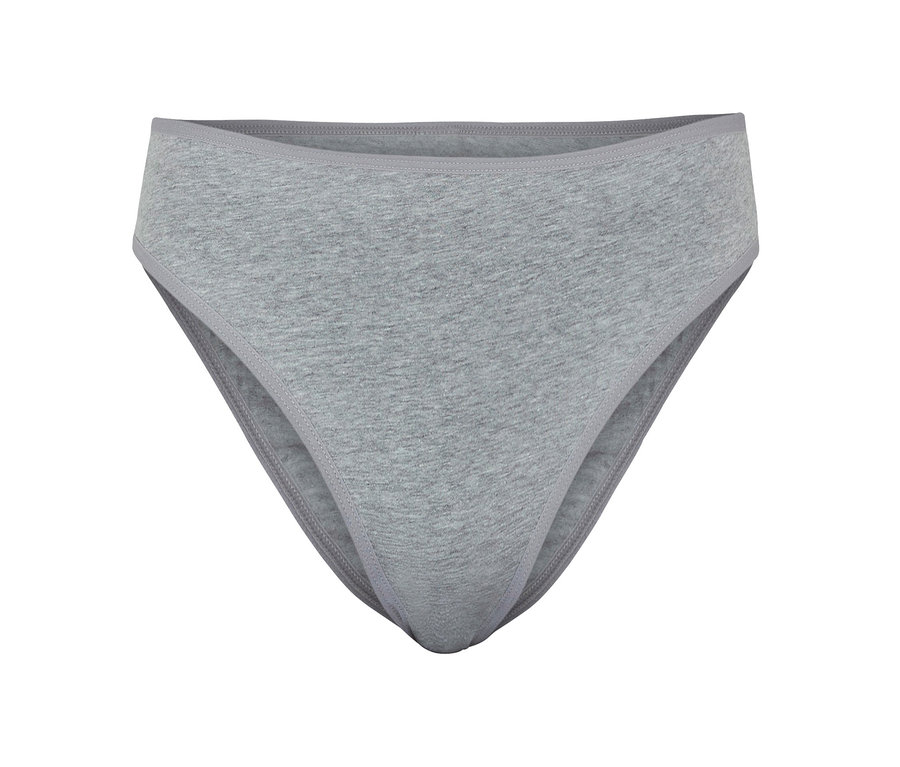 Grauer Slip auf weißem Hintergrund.