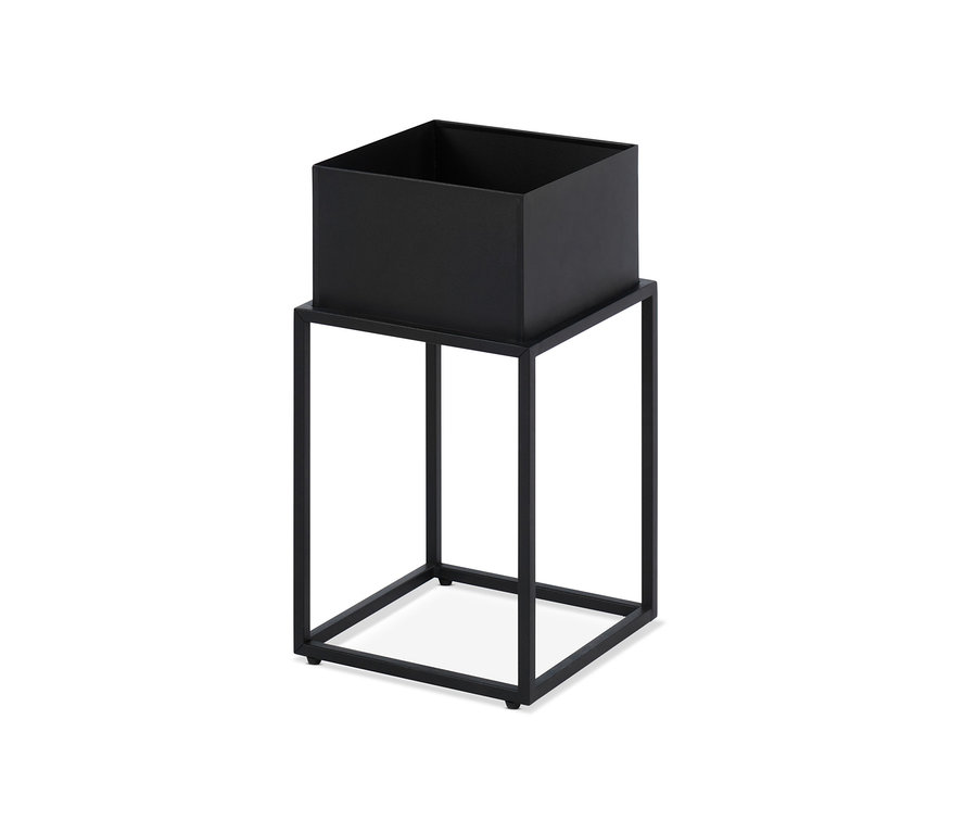 Schwarze Pflanzenbox.