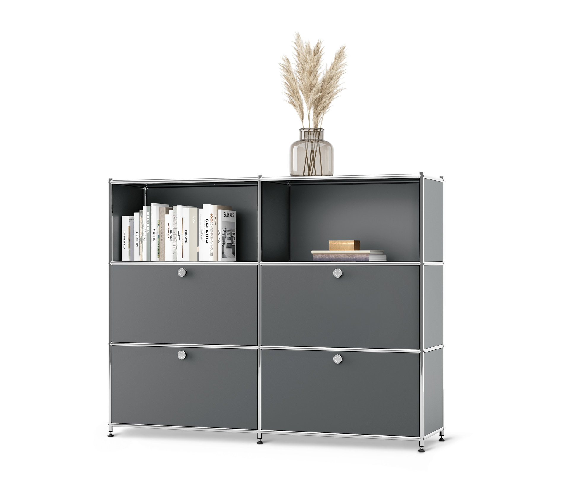 Tchibo - Kommode Metall »Cn3« mit versetzbaren Klappenfächern - 152x40x120,5cm - chrom -