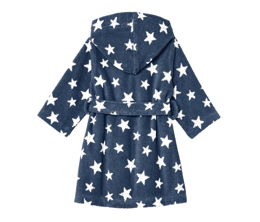 Blauer Kinder-Bademantel mit weißen Sternen.