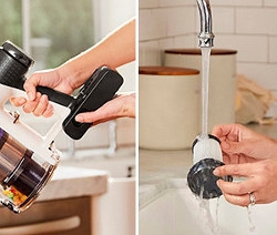 Frau reinigt Tineco Pure One S15 Flex Akkusauger.