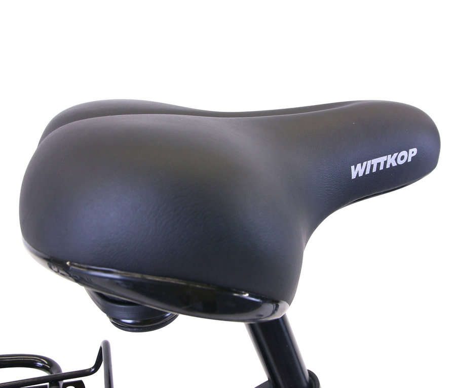 Nahaufnahme eines schwarzen Wittkop Fahrradsattels.