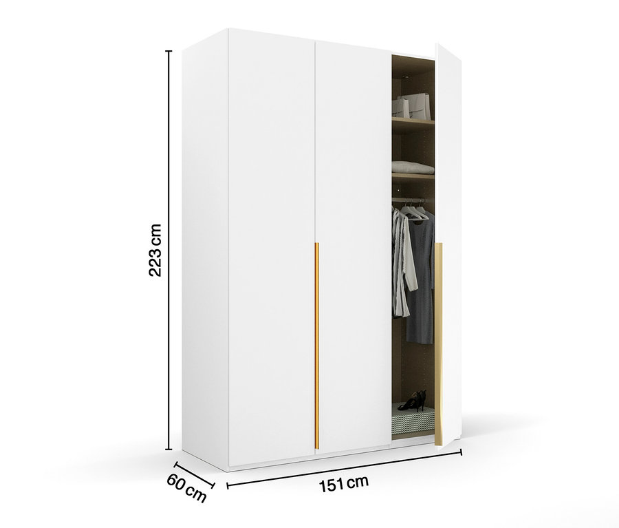 Weißer Drehtürenschrank »Skat Glamour«, 3-türig, mit einer offenen Seite.