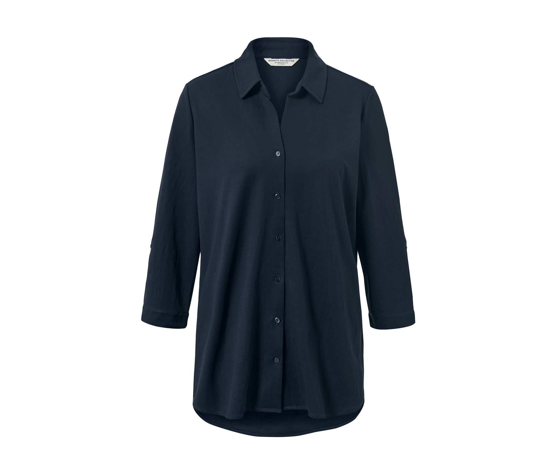 Piqué-Jerseybluse - Damen - Gr. 38 - dunkelblau - dunkelblau