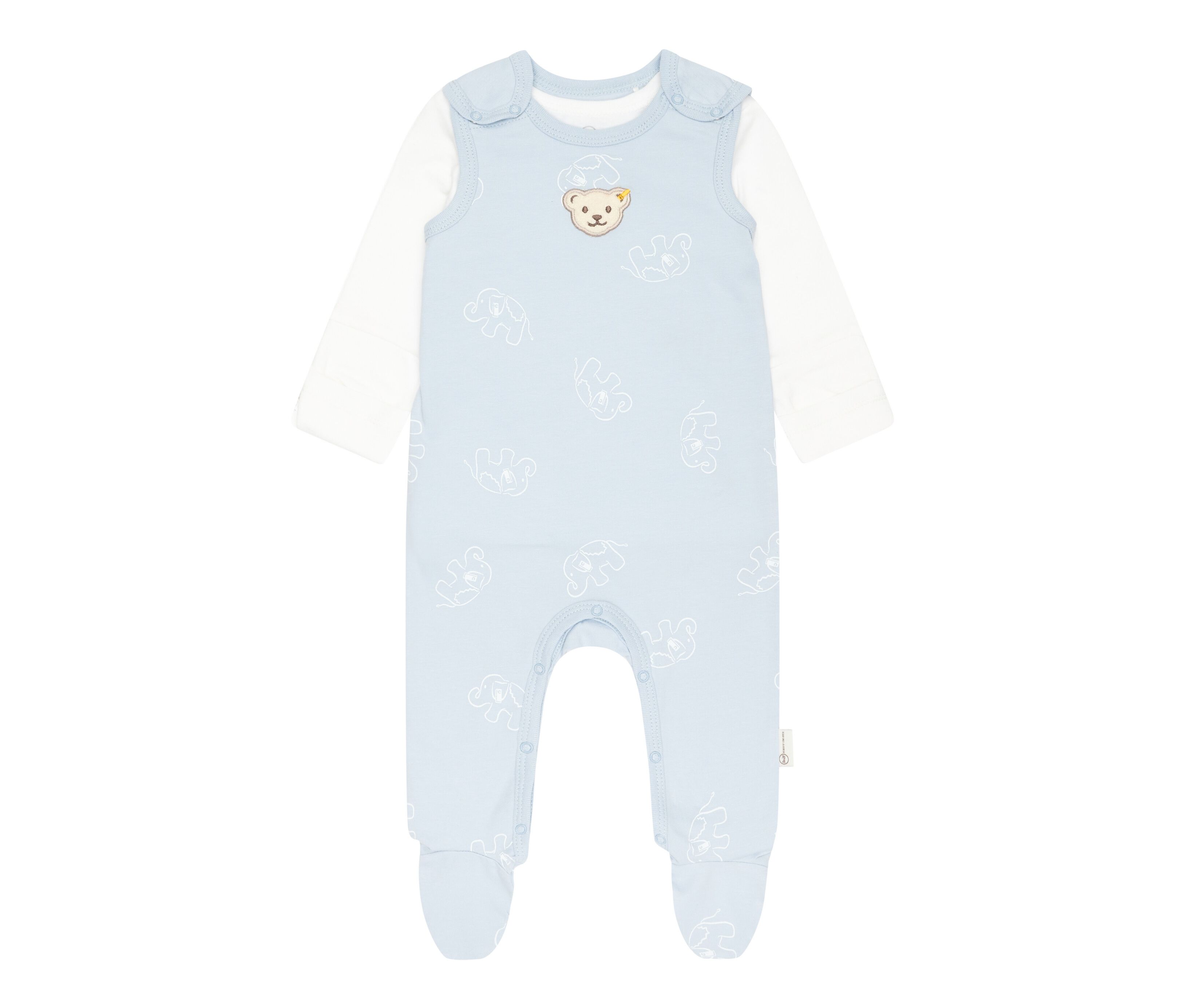 Steiff 2 Baby-Strampler - Herren - Gr. 62 - offwhite/print