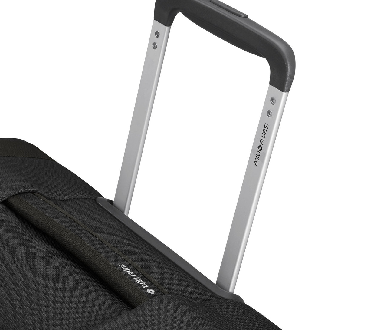 Detailaufnahme von einem schwarzen Samsonite CITYBEAT SPINNER Koffer.