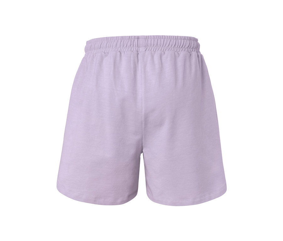 Detailansicht der Sweatshorts in Flieder.
