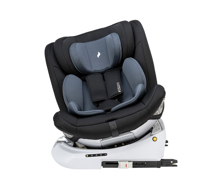 Schwarzer Osann Kindersitz Four 360 S mit grauen Details.
